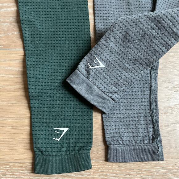 Gymshark Vital Seamless 2 pair Leggings Green Gray XXS - Picture 3 of 3